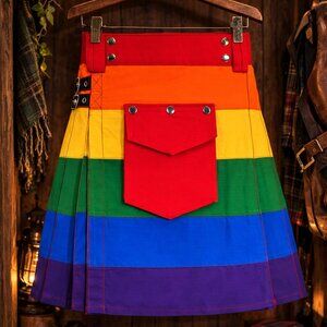 Men’s Hybrid Rainbow Utility Kilt Cargo Removable Pockets Pride Size 44
